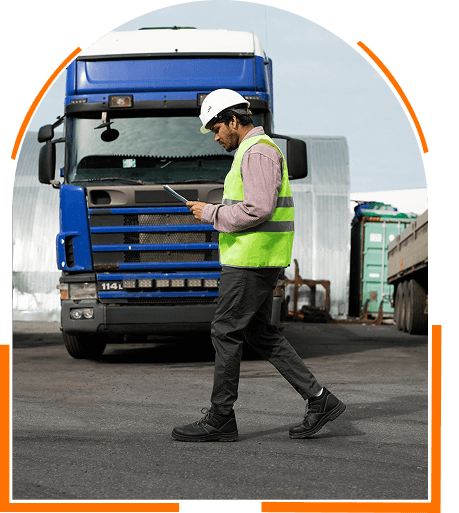 Truck driver with clipboard